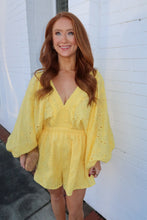 Load image into Gallery viewer, Sol Smocked Eyelet Romper-Yellow