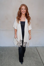 Load image into Gallery viewer, Fringe Hem Kimono Cardigan-Oatmeal