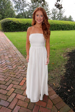 Load image into Gallery viewer, Luna Strapless Smocked Dress-White