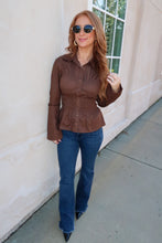 Load image into Gallery viewer, As Usual Button Up Top-Brown
