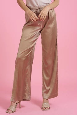Try to Keep Up Silk Pants- Taupe