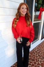 Load image into Gallery viewer, Merry Times Mock Neck Sweater-Red
