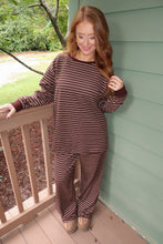 Load image into Gallery viewer, Fireside Striped Pants Set-Brown