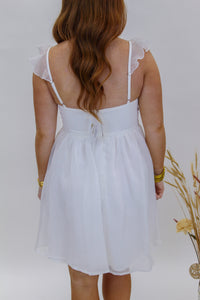 Pure Heart Ruffle Strap Dress- White
