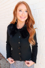 Load image into Gallery viewer, Iconic Fur Collar Knit Top-Black