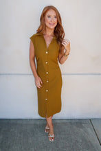 Load image into Gallery viewer, Kamri V Neck Midi Dress - Mustard