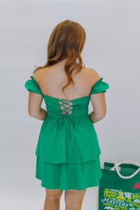 Easy To Please Mini Dress- Green
