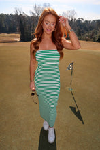 Load image into Gallery viewer, Carsen Strapless Midi Dress-Green/White