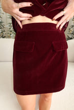 Load image into Gallery viewer, Joy Velvet Mini Skirt- Burgundy