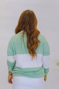 Brandy Collared Pullover Sweatshirt-Pastel Green