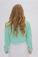Load image into Gallery viewer, Aniston Houndstooth Cropped Jacket- Green