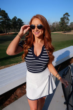 Load image into Gallery viewer, Rach Stripe Collared Knit Top- Navy