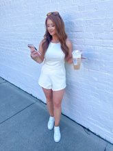 Load image into Gallery viewer, LAX Ribbed High Waisted Shorts Set-Cream