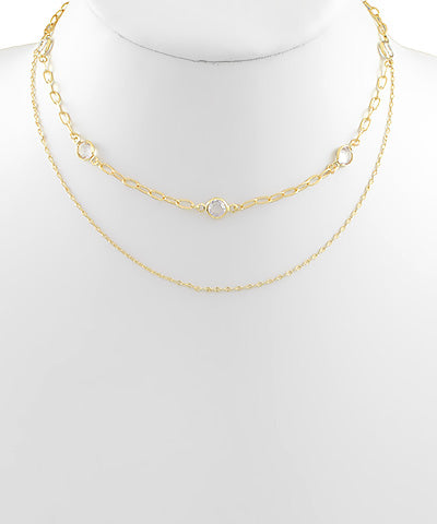 Glass Chain Station Dual Necklace