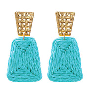 Load image into Gallery viewer, Raffia 2 Trapezoid &amp; Textured Earrings
