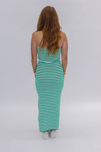 Load image into Gallery viewer, Carsen Strapless Midi Dress-Green/White