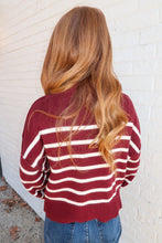Load image into Gallery viewer, Oxford Stripe Knit Sweater- Burgundy