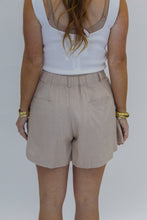 Load image into Gallery viewer, Darla Linen Flared Shorts-Khaki