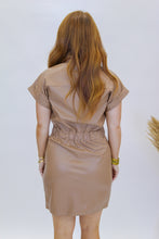 Load image into Gallery viewer, Unforgettable Faux Leather Dress-Camel
