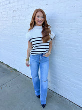 Load image into Gallery viewer, Addilyn Turtle Neck Stripe Sweater- Cream