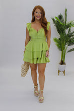Load image into Gallery viewer, In the Wind Tiered Romper-Lime
