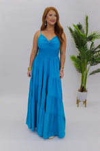 Load image into Gallery viewer, Lilly Tiered Ruffle Maxi Dress -Aqua
