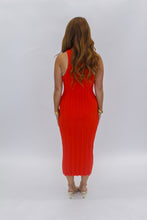 Load image into Gallery viewer, Tropical Ribbed Knit Dress-Red/Coral