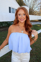 Load image into Gallery viewer, Sailor Strapless Bubble Hem Top-Blue