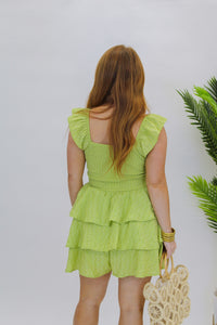 In the Wind Tiered Romper-Lime