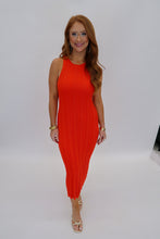 Load image into Gallery viewer, Tropical Ribbed Knit Dress-Red/Coral