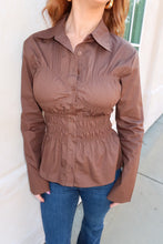Load image into Gallery viewer, As Usual Button Up Top-Brown