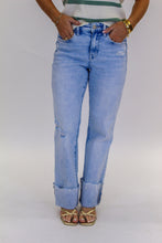 Load image into Gallery viewer, Folded Cuff High Rise Straight Jean