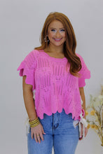Load image into Gallery viewer, Babe Scallop Side Tie Sleeveless Sweater-Pink