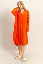 Load image into Gallery viewer, Sunny Day V-Neck Midi Shirts Dress-Tomato