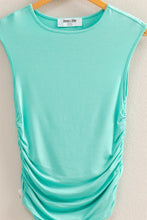 Load image into Gallery viewer, Certainty Cap Sleeve Rushed Top-Turquoise