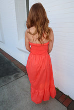 Load image into Gallery viewer, Poplin Rosette Halter Neck Midi Dress-Coral