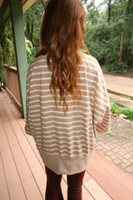 Load image into Gallery viewer, Varsity Striped Mock Neck Sweatshirt-Taupe