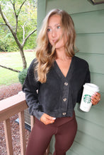 Load image into Gallery viewer, Keeley Washed Cropped Cardigan-Black