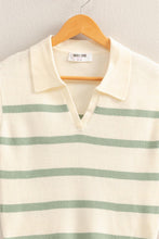 Load image into Gallery viewer, Wendy Collared Striped Polo Vest-Sage