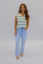 Load image into Gallery viewer, Wendy Collared Striped Polo Vest-Sage