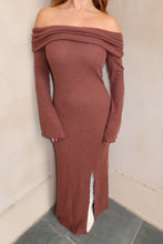 Load image into Gallery viewer, Connie Off Shoulder Maxi Dress-Brown