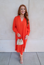 Load image into Gallery viewer, Sunny Day V-Neck Midi Shirts Dress-Tomato