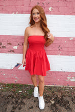 Load image into Gallery viewer, Ruby Strapless Mini Dress- Red