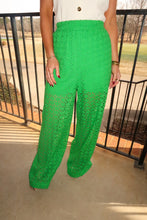 Load image into Gallery viewer, Garden Party Eyelet Pants-Green