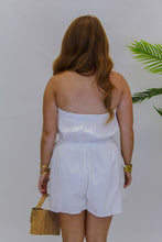 Load image into Gallery viewer, Karrie Strapless Cargo Romper- White