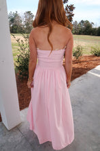Load image into Gallery viewer, Bella Strapless Flowy Midi Dress-Pink