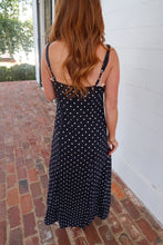 Load image into Gallery viewer, The Perfect Polka Dot Midi Dress-Navy