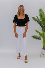 Load image into Gallery viewer, Flirty Flutter Sleeve Lace Up Top- Black