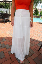 Load image into Gallery viewer, Sea Side Smocked Tiered Maxi Skirt-White