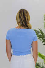 Load image into Gallery viewer, Tyra Scalloped Edge Top-Blue
